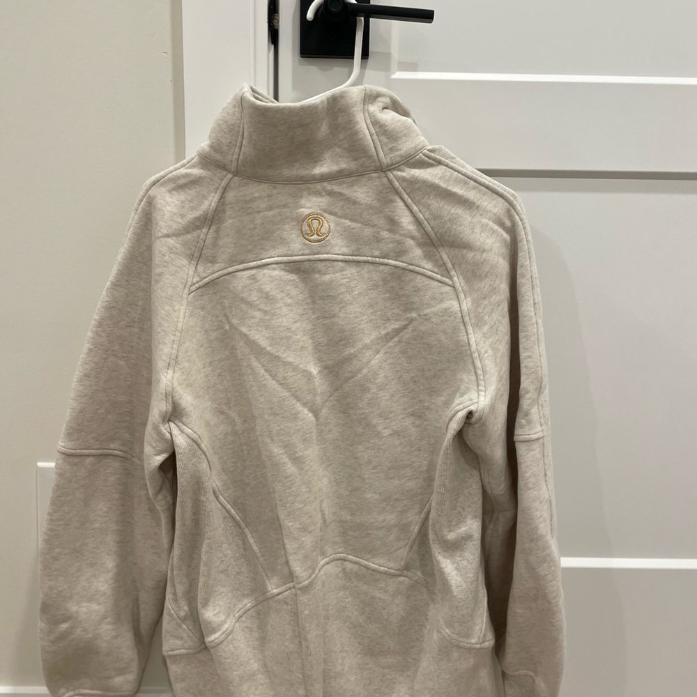 Lululemon Scuba Oversized Funnel Neck Half Neck Half Zip Heathered Light Ivory - Picture 5 of 8